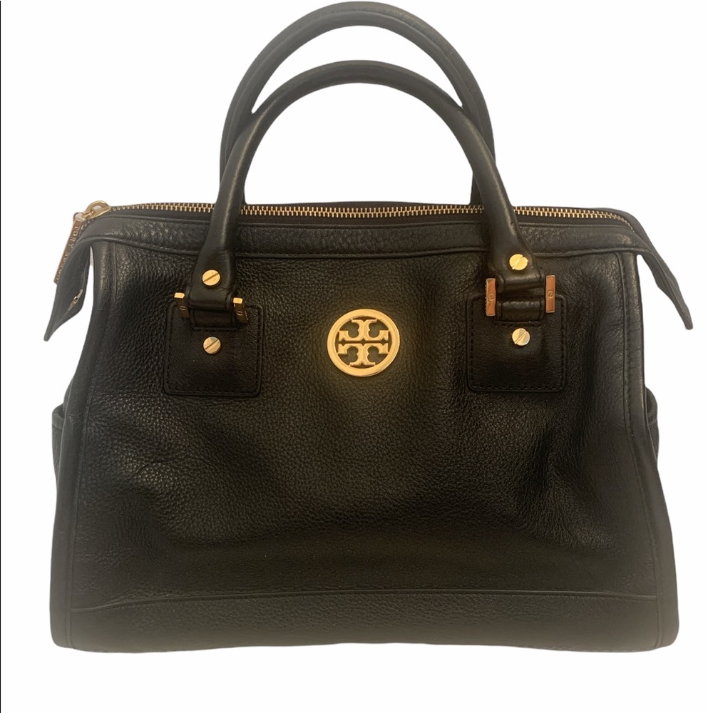 Tory Burch black pebbled leather doctor satchel